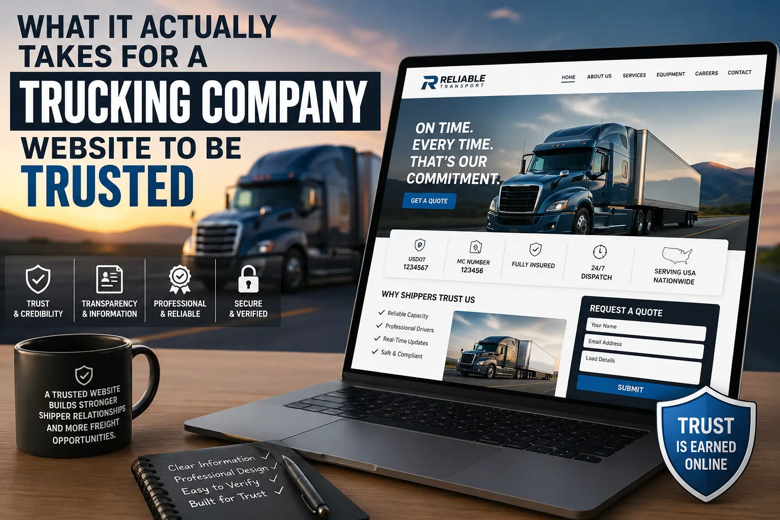 What makes a trucking company website trustworthy