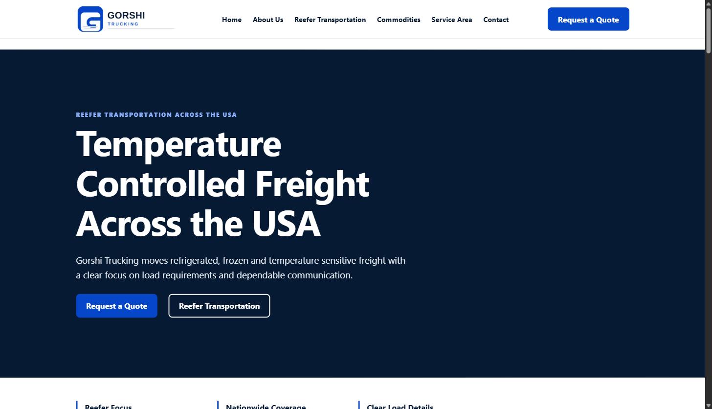 Gorshi Trucking: Reefer Carrier Website & Lead Generation