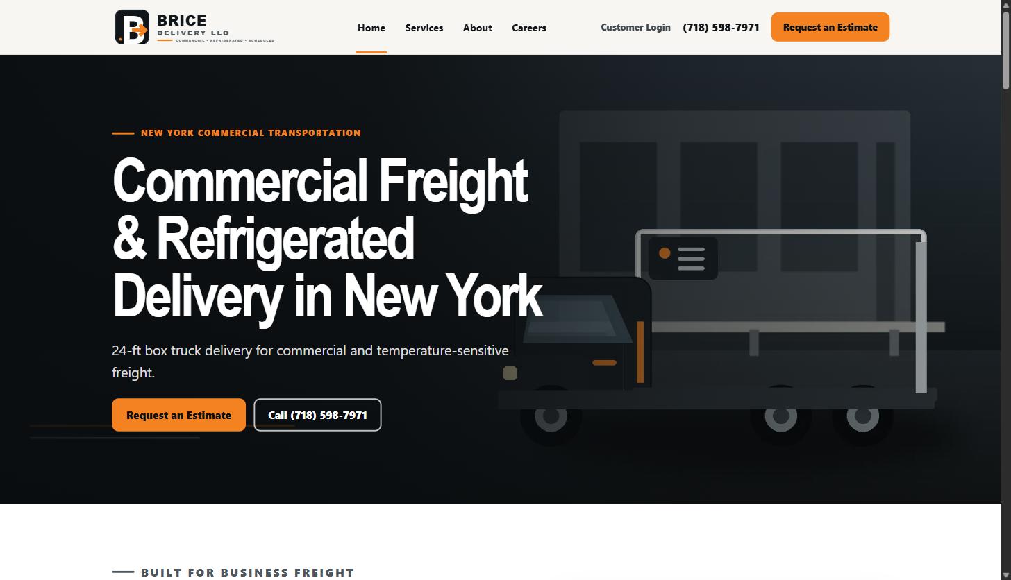 Brice Delivery LLC: Freight Website & Shipper Account Portal