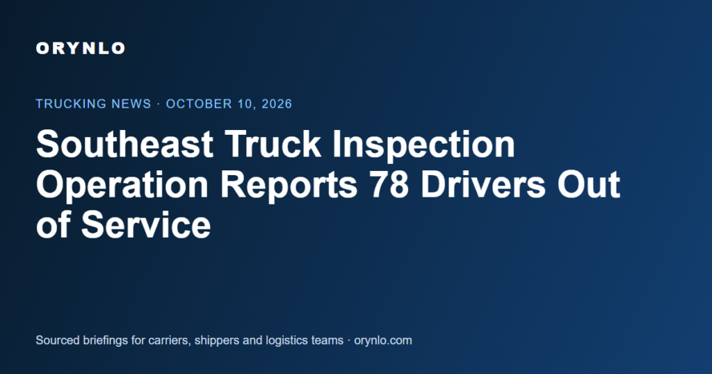 Southeast Truck Inspection Operation Reports 78 Drivers Out of Service — original ORYNLO editorial graphic